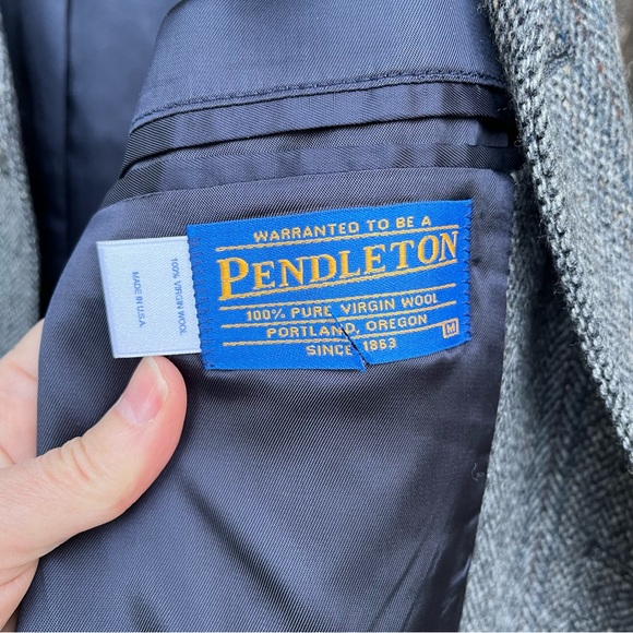 Pendleton Men’s 100% Virgin Wool Gray & Black Tweed Blazer Sz M - Picture 3 of 16